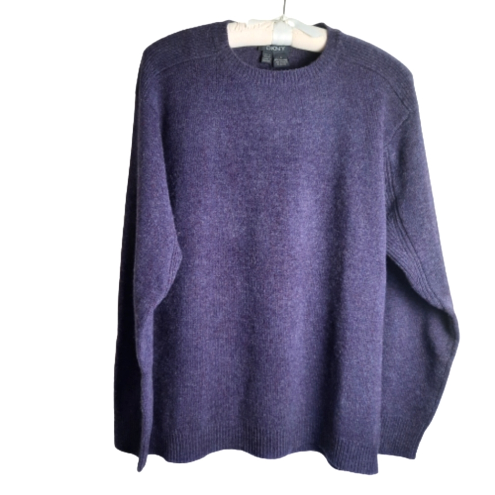NWT DKNY 100% Lambswool Crew-Neck Sweater in color Grape, Size L